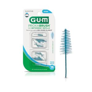 GUM Proxabrush Go-Betweens Refills – Moderate – Compatible with GUM Permanent Handle – Reusable Interdental Brushes – Soft Bristled Dental Picks, 8 Count (Pack of 6)(16 Count (Pack of 1))