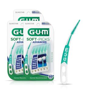 GUM Soft-Picks Advanced- Tight, Easy to Use Dental Picks for Teeth Cleaning and Gum Health, Disposable Interdental Brushes with Convenient Carry Case, Dentist Recommended Dental Picks, 60ct(3pk)(Original)