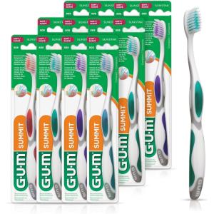 GUM Summit+ Soft Toothbrush, Ultra Fine Tapered Bristles for More Effective Plaque Removal, Extra Soft Toothbrushes for Adults, 12 Count(1 Count (Pack of 12))