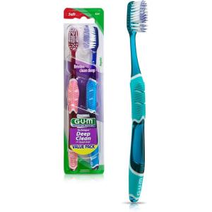 GUM Technique Deep Clean Toothbrush – Compact Soft – Soft Toothbrushes for Adults with Sensitive Gums – Extra Fine Bristles, 2ct (6pk)(Deep Clean – Soft)