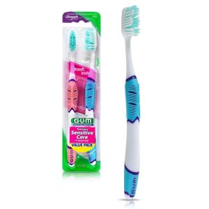 GUM Technique Sensitive Care Toothbrush with Quad-Grip Handle, Full Head & Ultra Soft Dome Trim Bristles for Plaque Removal That’s Gentle on Gums, 2ct(2)
