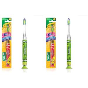 GUM – 202RK Crayola Timer Light Toothbrush (Single Toothbrush) Soft Bristle, Packaging May Vary (Pack of 2)(1 Count (Pack of 2))
