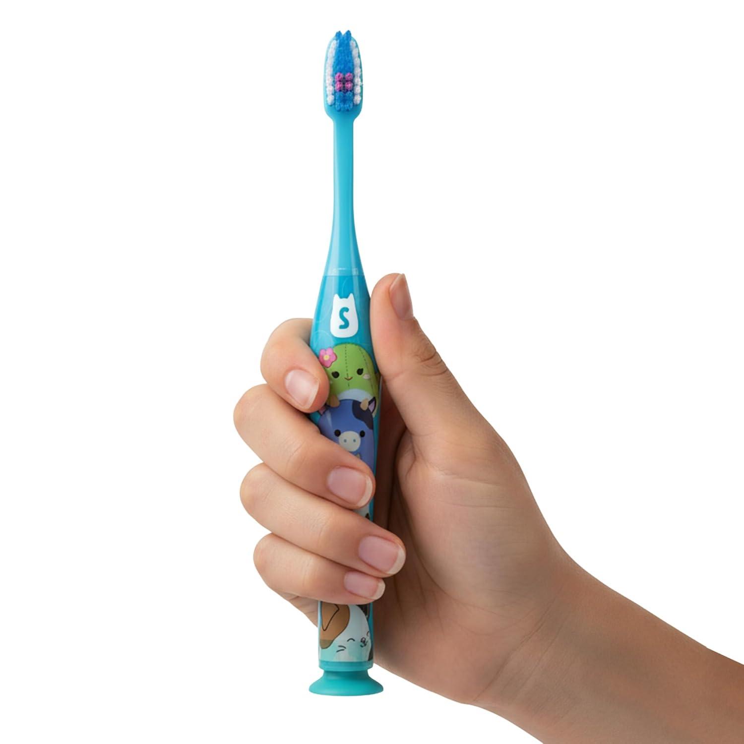 imageGUM Squishmallows Kids Toothbrush Extra Soft Bristles with Suction Cup Base Compact Head 2 Count Pack of 2