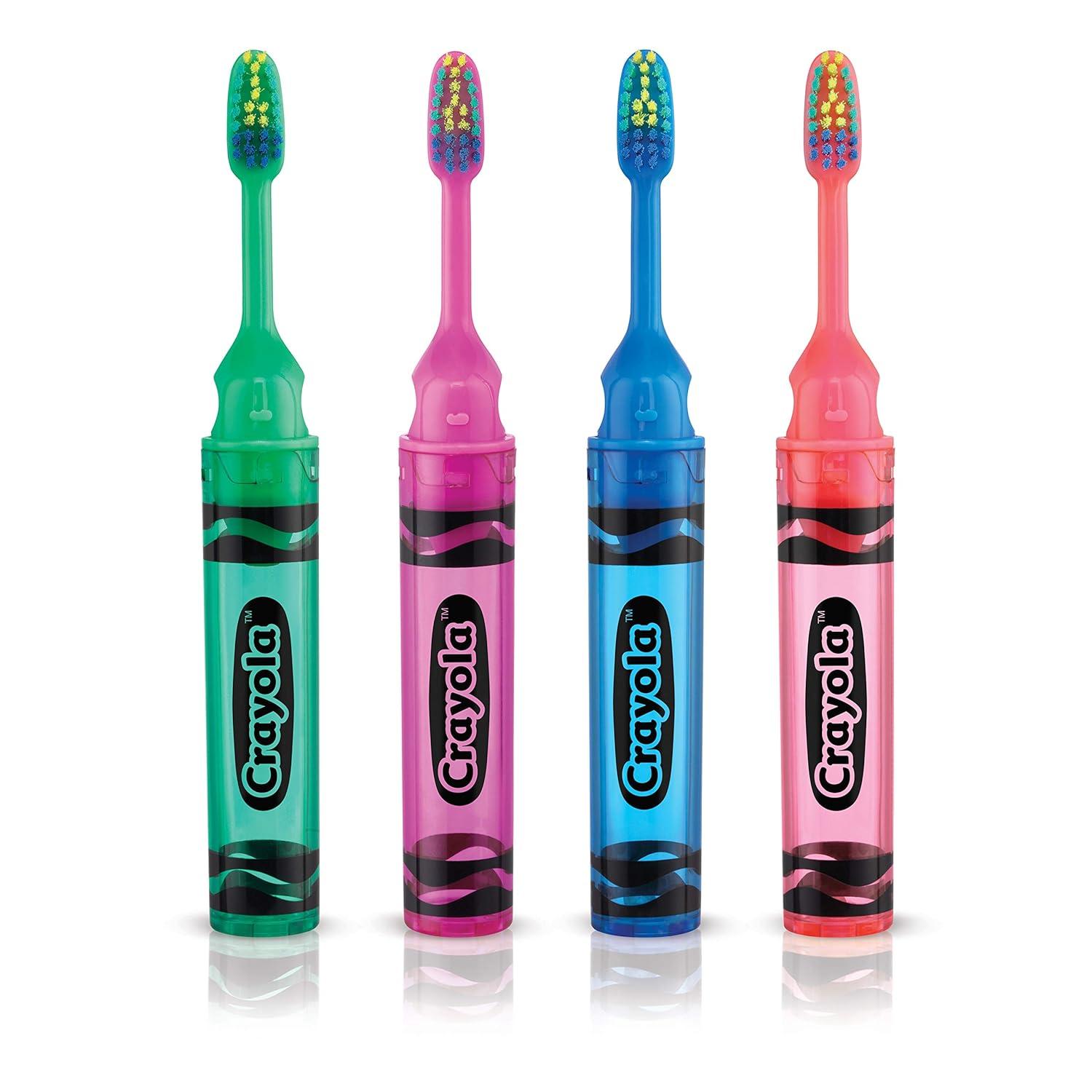 imageGUM 228RB Crayola Kids Travel Toothbrush Antibacterial Bristles Soft Ages 4 2 Count