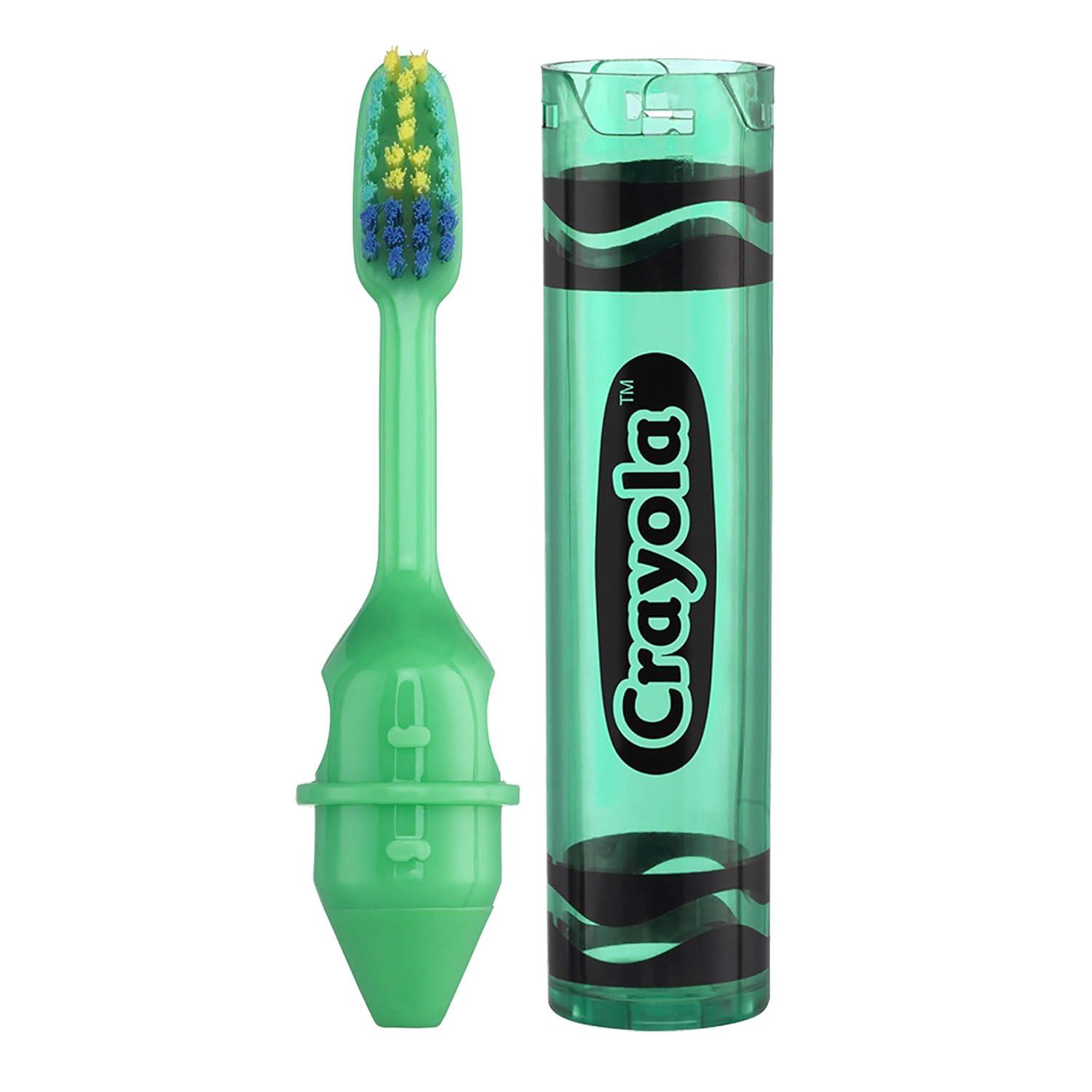 imageGUM 228RB Crayola Kids Travel Toothbrush Antibacterial Bristles Soft Ages 4 2 Count