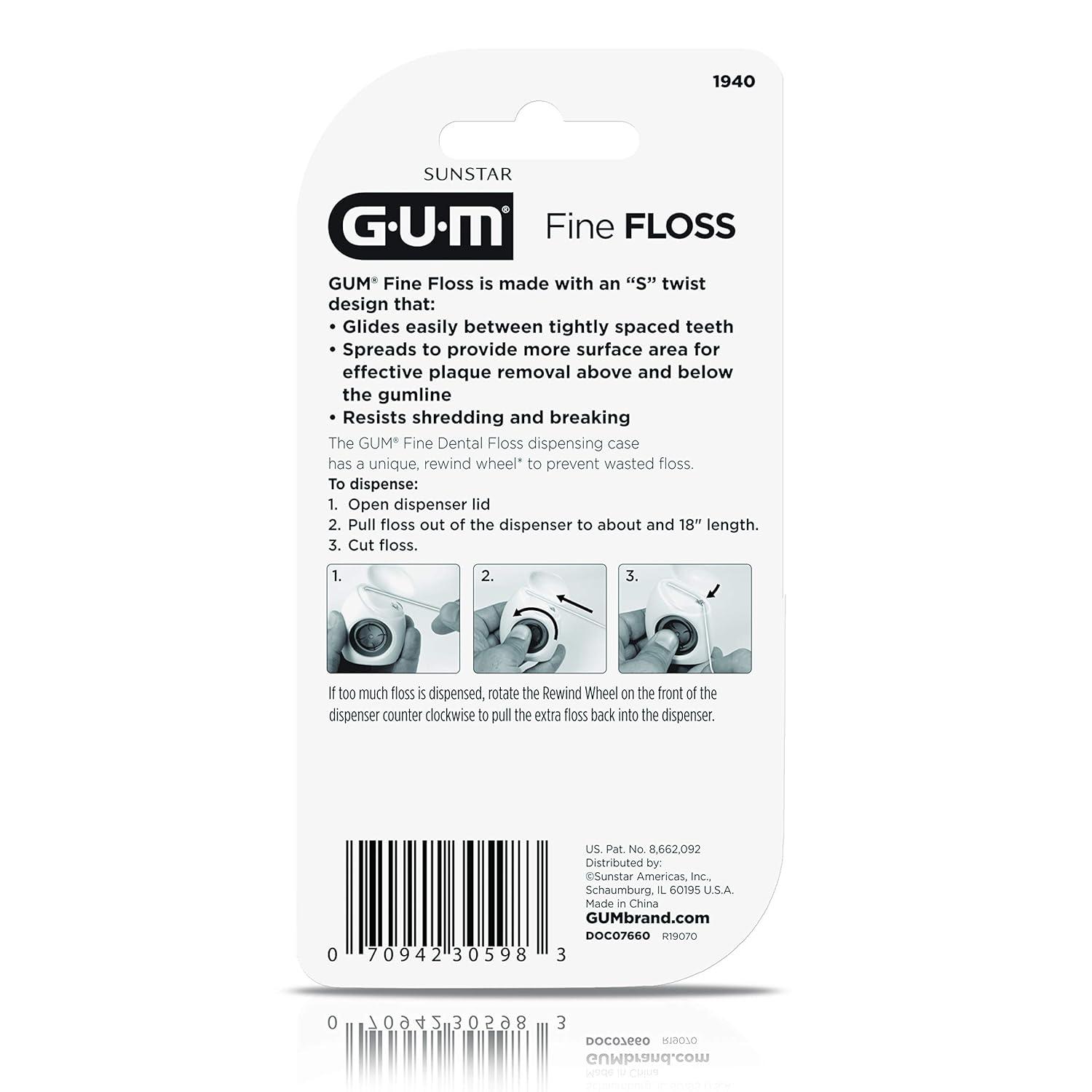 imageGUM Fine Waxed Dental Floss Mint 200 Yards 6pk