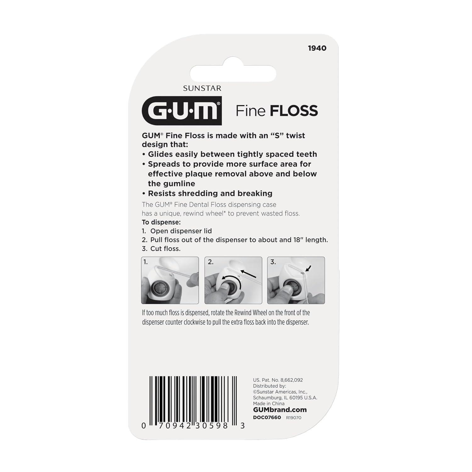 imageGUM Fine Waxed Dental Floss Mint 200 Yards 6pk