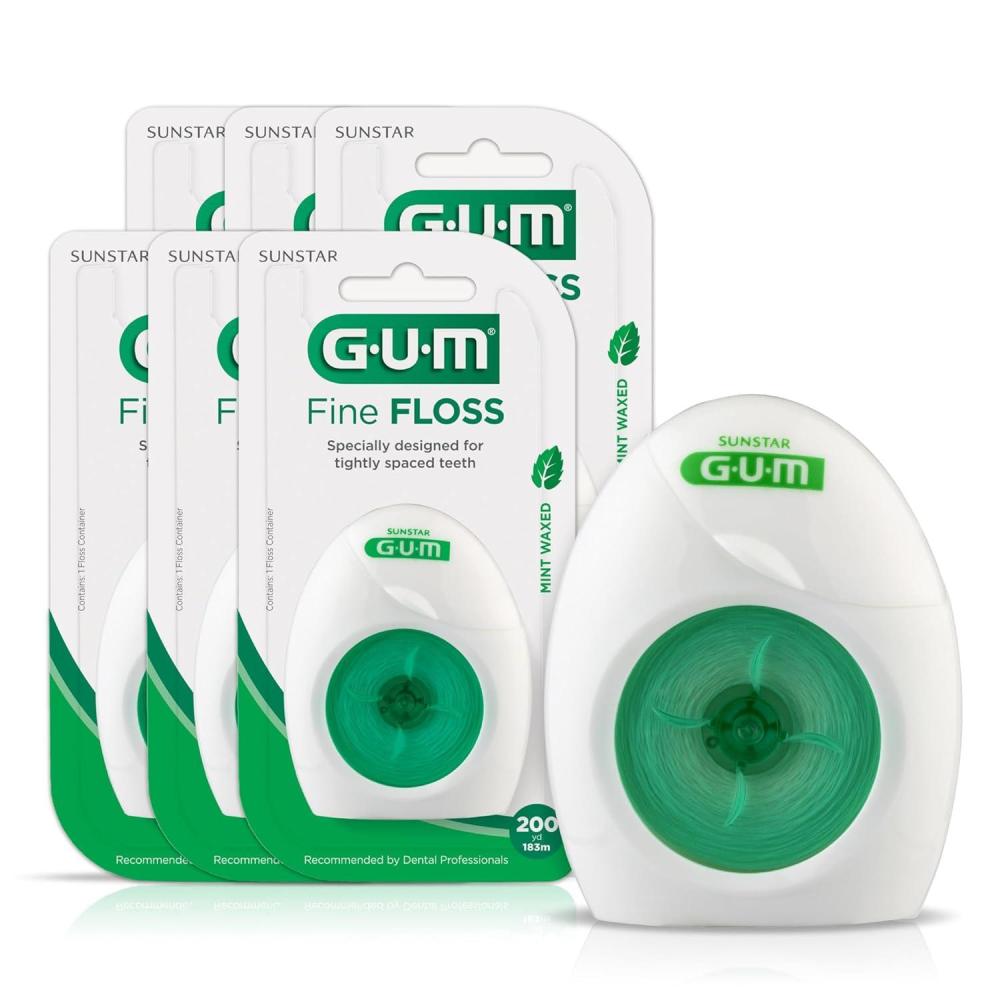 imageGUM Fine Waxed Dental Floss Mint 200 Yards 6pk