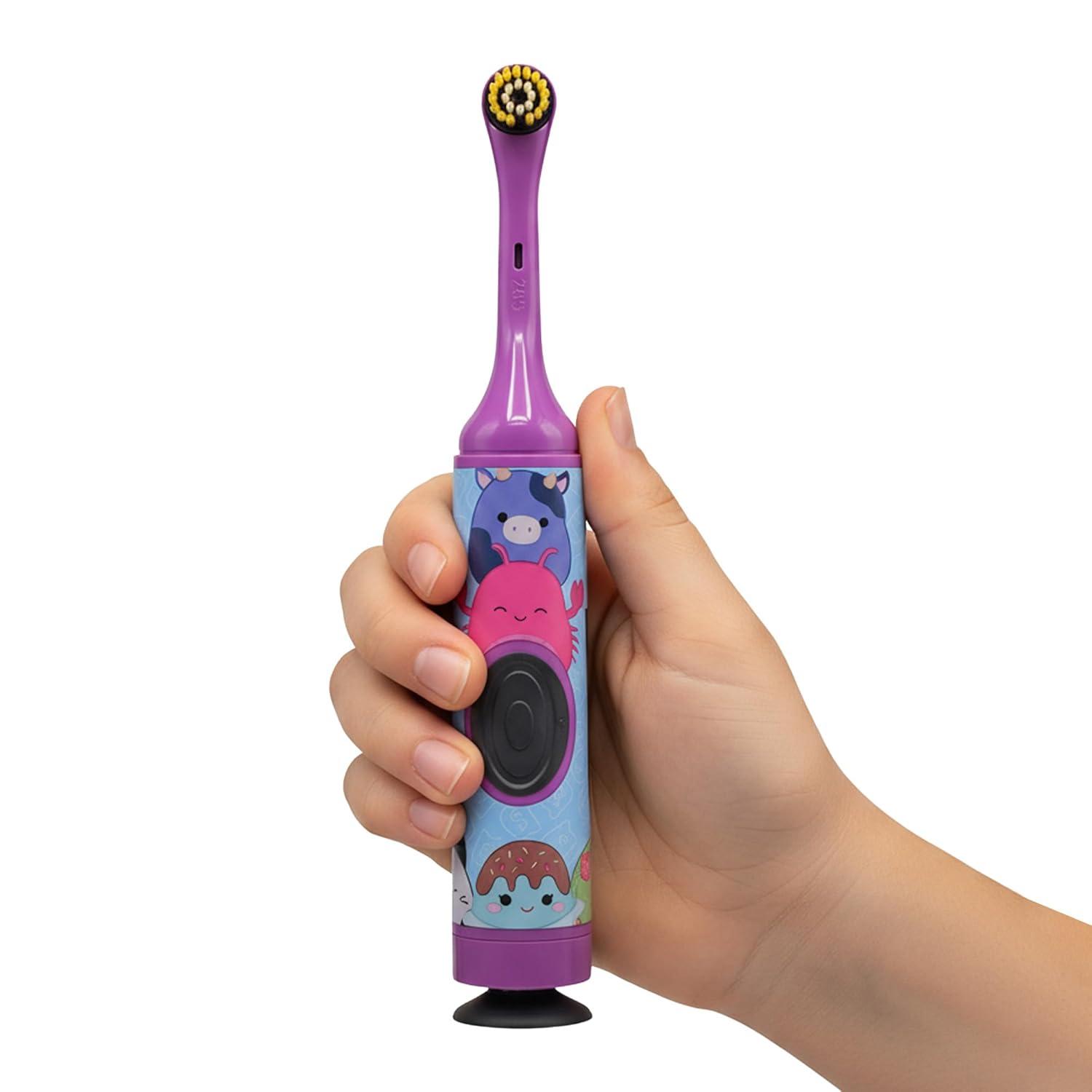 imageGUM Squishmallows Kids Battery Power Toothbrush Soft Bristles with Suction Cup Base Batteries Included 1 Count Pack of 2
