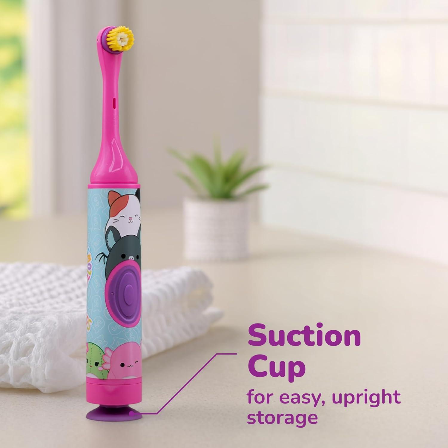 imageGUM Squishmallows Kids Battery Power Toothbrush Soft Bristles with Suction Cup Base Batteries Included 1 Count Pack of 2