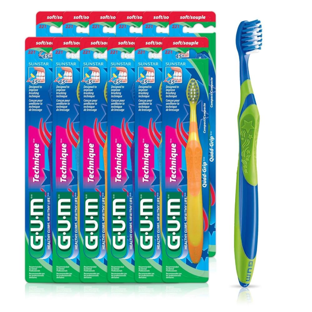 imageGUM Crayola Technique Kids Toothbrush 221PC Soft Bristles Ages 5Professional Sample 1 Count Pack of 12