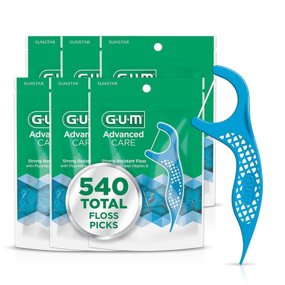 GUM Advanced Care Floss Picks – Dental Flossers for Adults with Vitamin ...