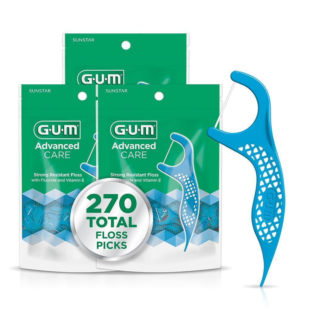 imageGUM Advanced Care Floss Picks  Dental Flossers for Adults with Vitamin E and Fluoride90 Count Pack of 3