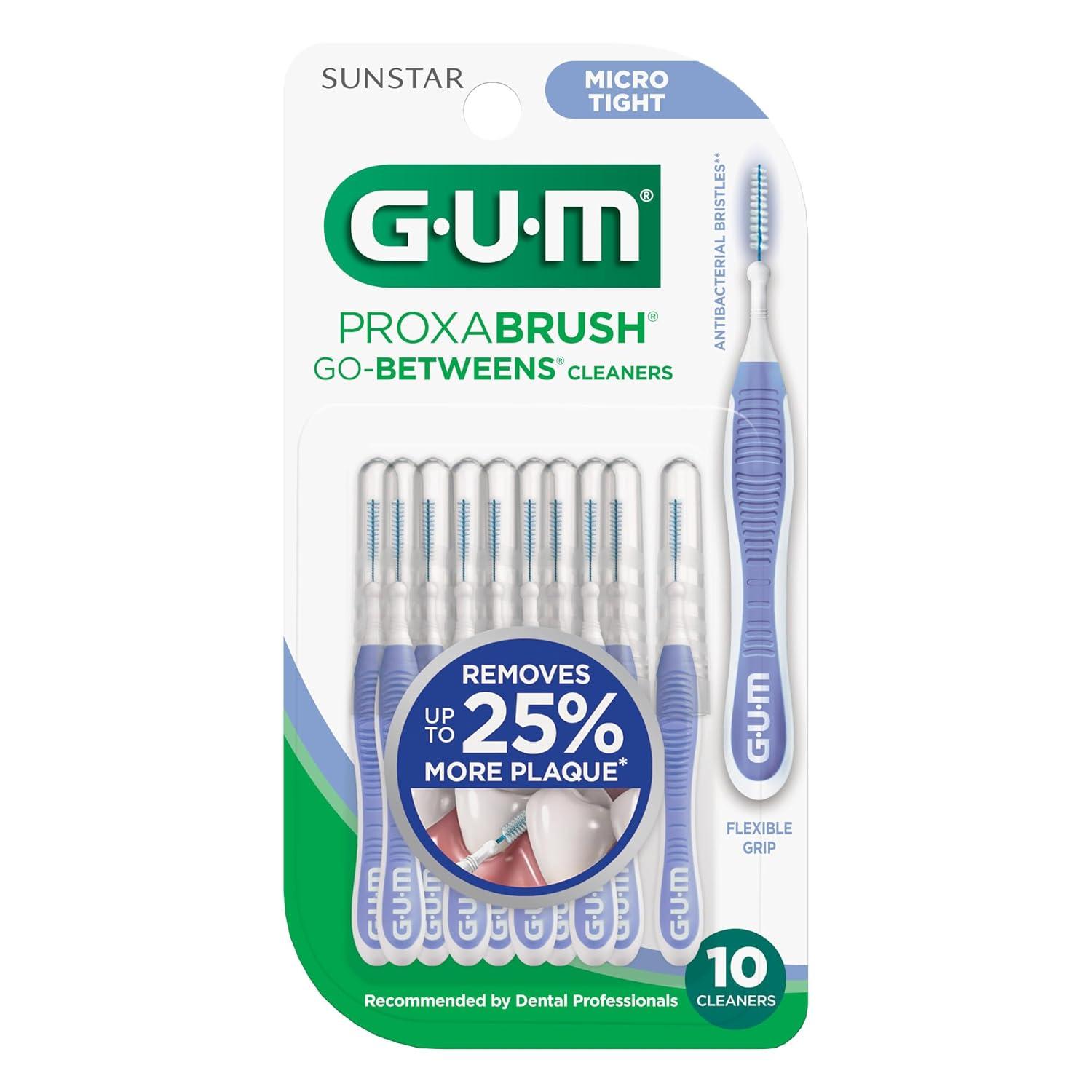 imageGUM Proxabrush GoBetweens Micro Tight Interdental Brushes Soft Bristled Dental Picks for Plaque Removal Health Safe for Braces amp Dental Devices 10 Count Pack of 4 40 Total