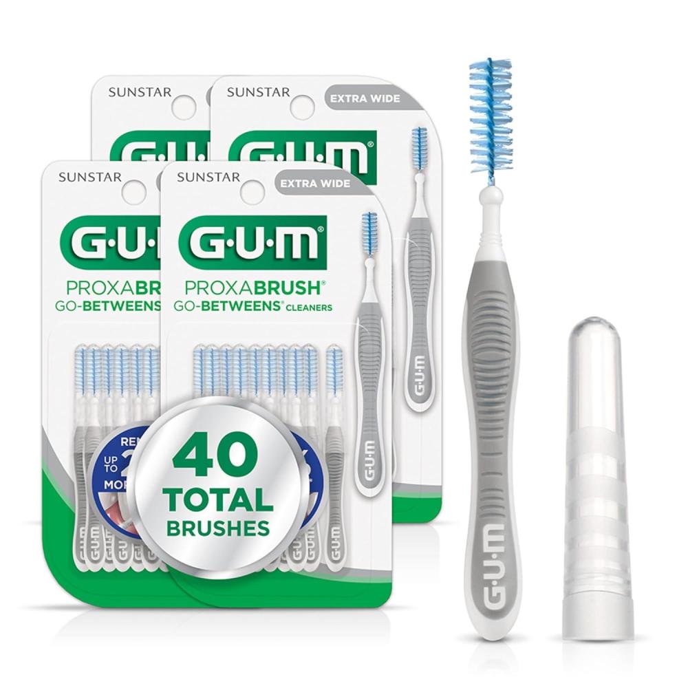 imageGUM Proxabrush GoBetweens Extra Wide Interdental Brushes Soft Bristled Dental Picks for Plaque Removal Health Safe for Braces amp Dental Devices 10 CountPack of 4 40 Total