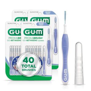 GUM Proxabrush Go-Betweens – Micro Tight- Interdental Brushes – Soft Bristled Dental Picks for Plaque Removal Health – Safe for Braces & Dental Devices, 10 Count (Pack of 4) 40 Total