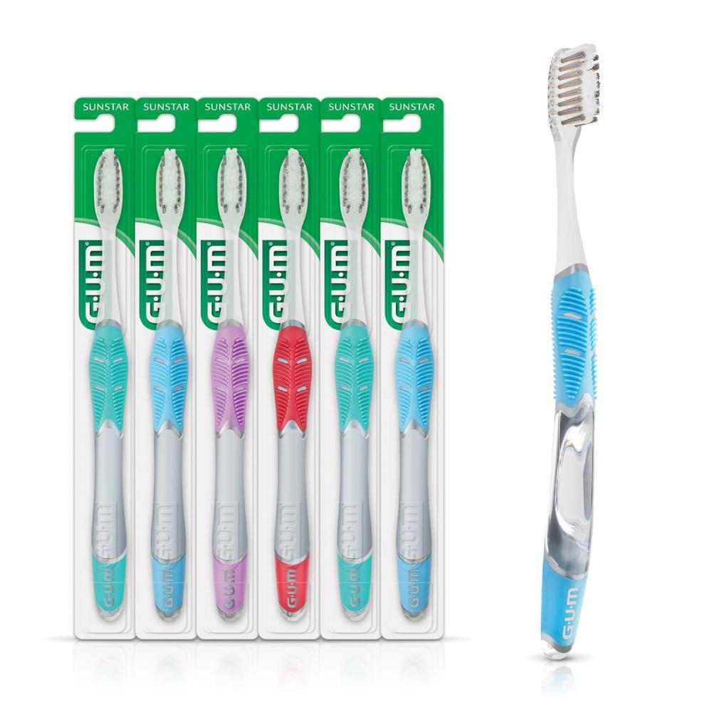 imageGUM Technique Enamel Clean Toothbrush Compact Head Toothbrushes for Adults Soft Bristles 1 Count Pack of 6