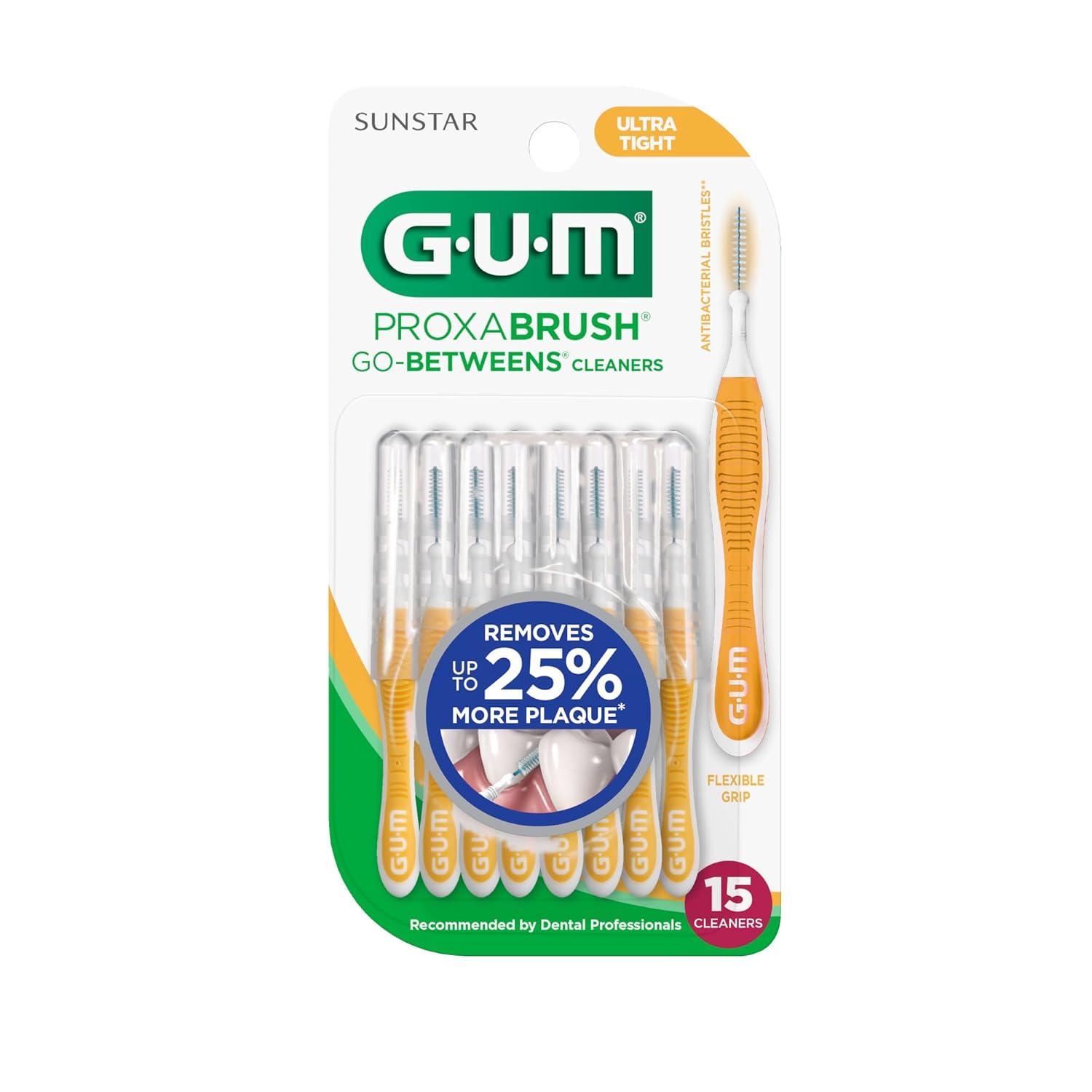 imageGUM Proxabrush GoBetweens Ultra Tight Interdental Brushes Soft Bristled Dental Picks for Plaque Removal Health Safe for Braces amp Dental Devices 15 Count15 Count Pack of 1