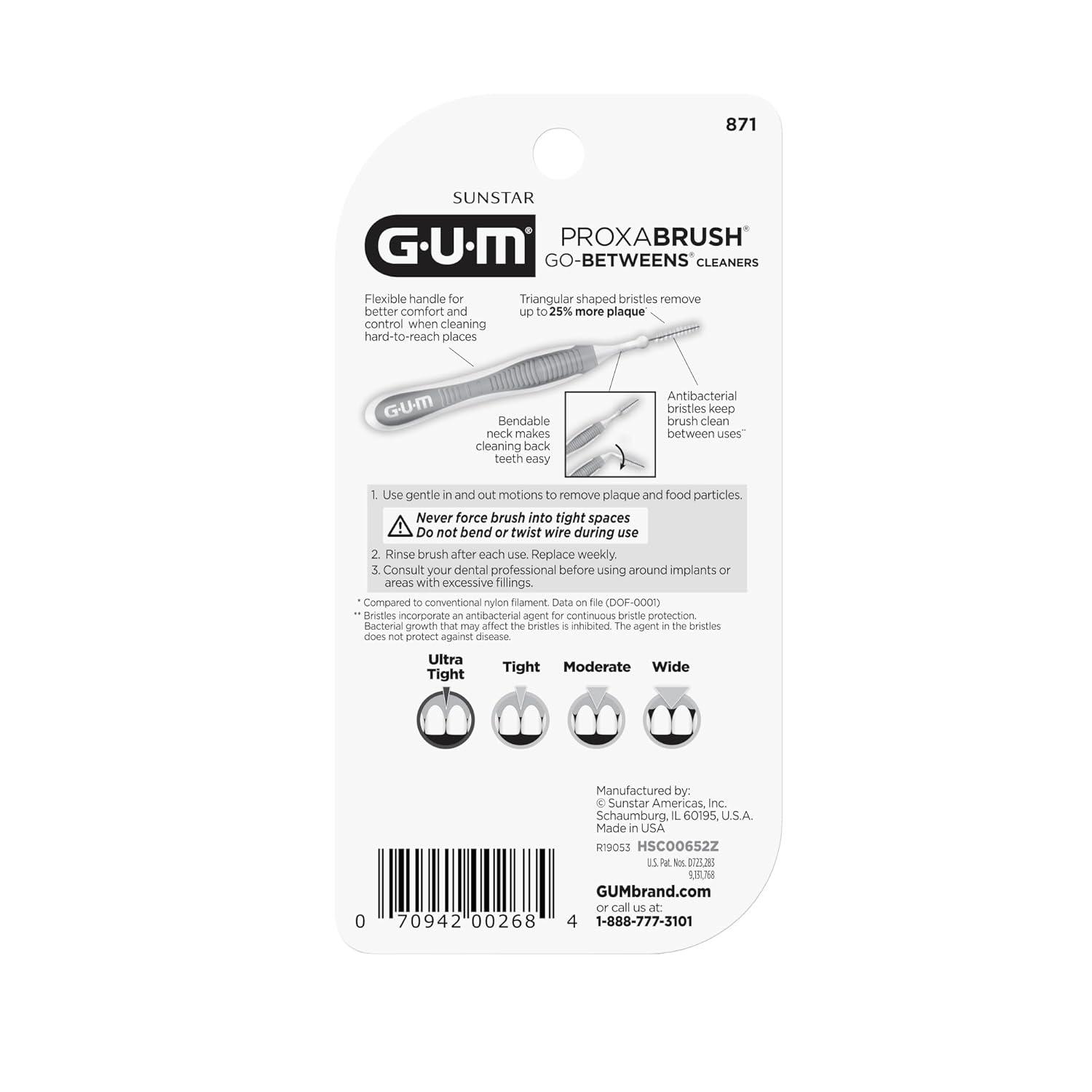 imageGUM Proxabrush GoBetweens Ultra Tight Interdental Brushes Soft Bristled Dental Picks for Plaque Removal Health Safe for Braces amp Dental Devices 15 Count15 Count Pack of 1