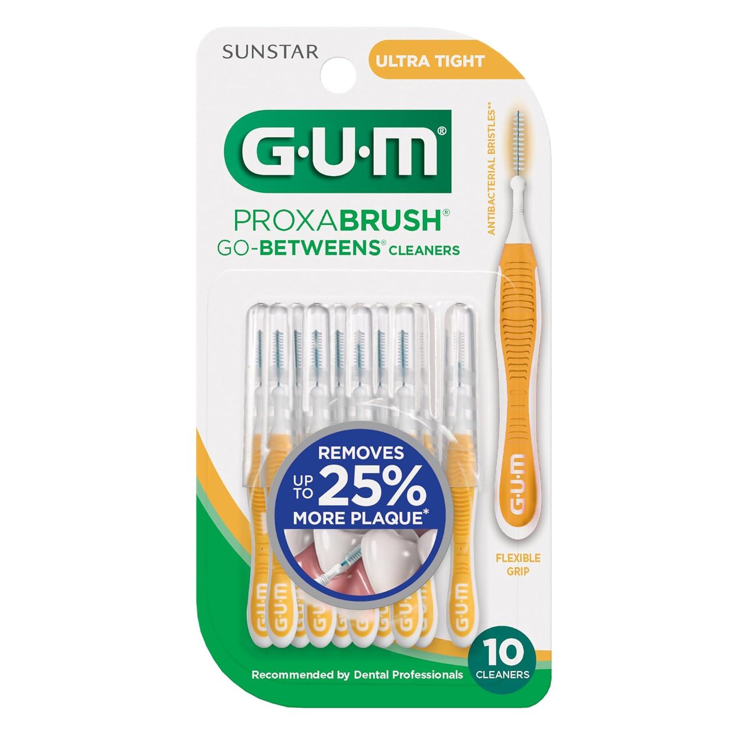 imageGUM Proxabrush GoBetweens Ultra Tight Interdental Brushes Soft Bristled Dental Picks for Plaque Removal Health Safe for Braces amp Dental Devices 15 Count10 Count Pack of 4
