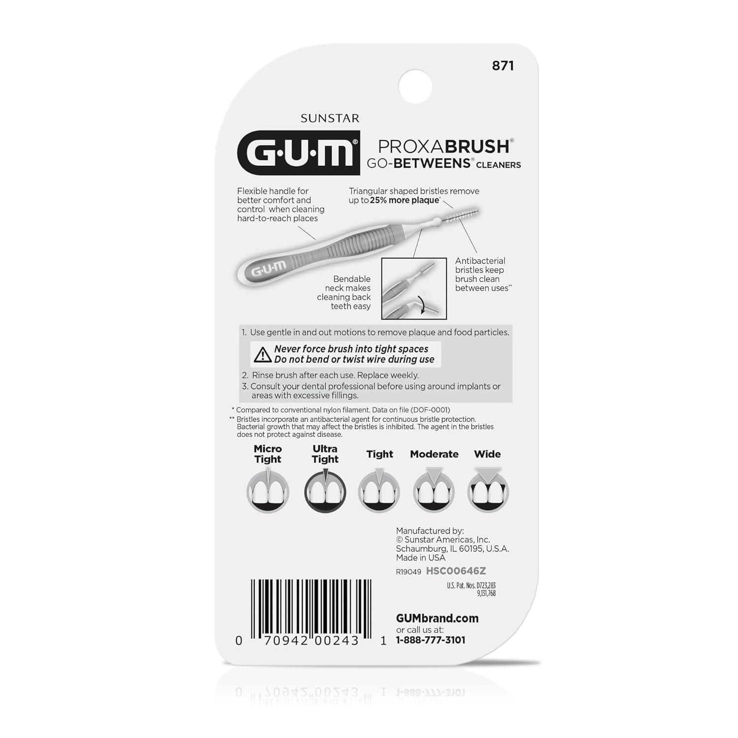 imageGUM Proxabrush GoBetweens Ultra Tight Interdental Brushes Soft Bristled Dental Picks for Plaque Removal Health Safe for Braces amp Dental Devices 15 Count10 Count Pack of 4