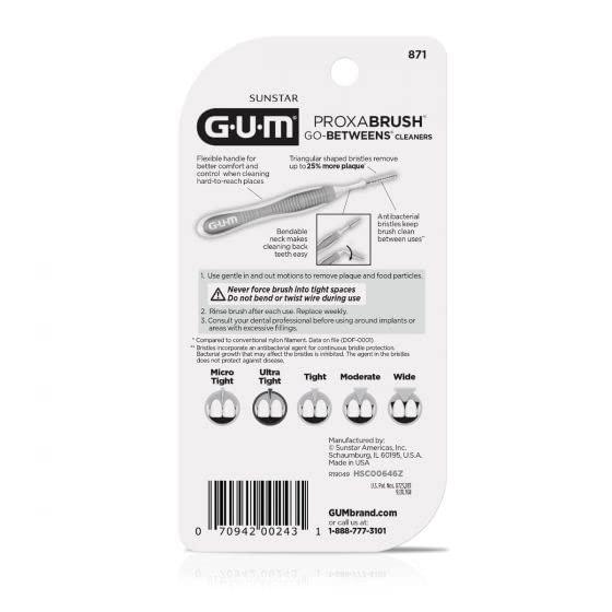 imageGUM Proxabrush GoBetweens Ultra Tight Interdental Brushes Soft Bristled Dental Picks for Plaque Removal Health Safe for Braces amp Dental Devices 15 Count10 Count Pack of 6
