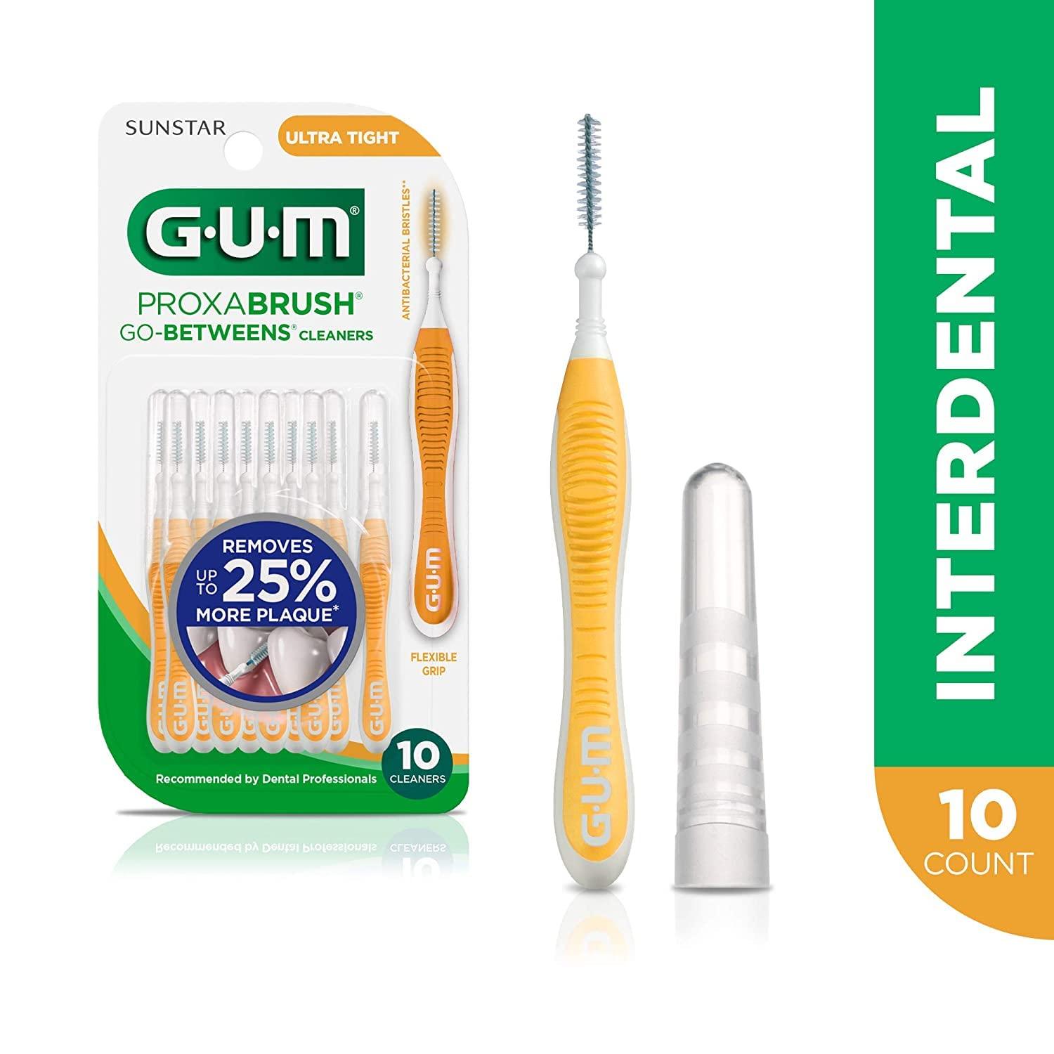 imageGUM Proxabrush GoBetweens Ultra Tight Interdental Brushes Soft Bristled Dental Picks for Plaque Removal Health Safe for Braces amp Dental Devices 15 Count10 Count Pack of 6