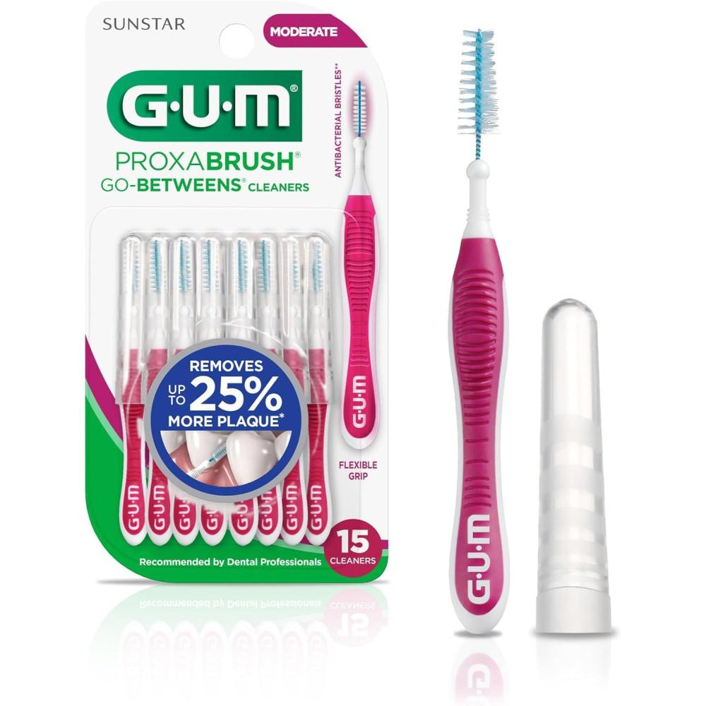 imageGUM Proxabrush GoBetweens  Moderate  Interdental Brushes  Soft Bristled Dental Picks for Plaque Removal Health  Safe for Braces amp Dental Devices 15 Count15 Count Pack of 1