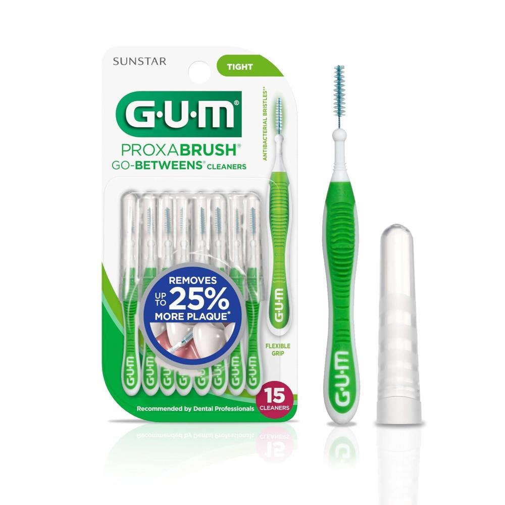 imageGUM Proxabrush GoBetweens  Tight  Interdental Brushes  Soft Bristled Dental Picks for Plaque Removal Health  Safe for Braces amp Dental Devices 15 Count15 Count Pack of 1