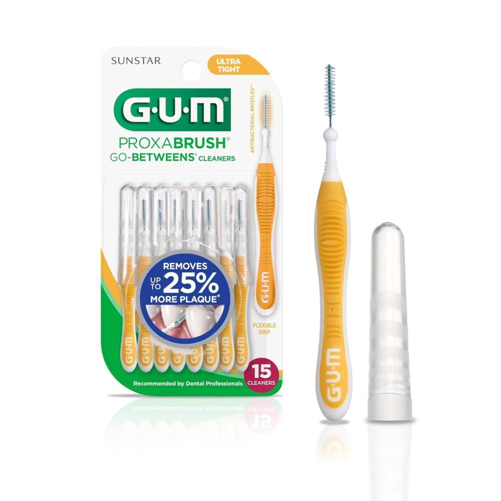 imageGUM Proxabrush GoBetweens Ultra Tight Interdental Brushes Soft Bristled Dental Picks for Plaque Removal Health Safe for Braces amp Dental Devices 15 Count15 Count Pack of 1