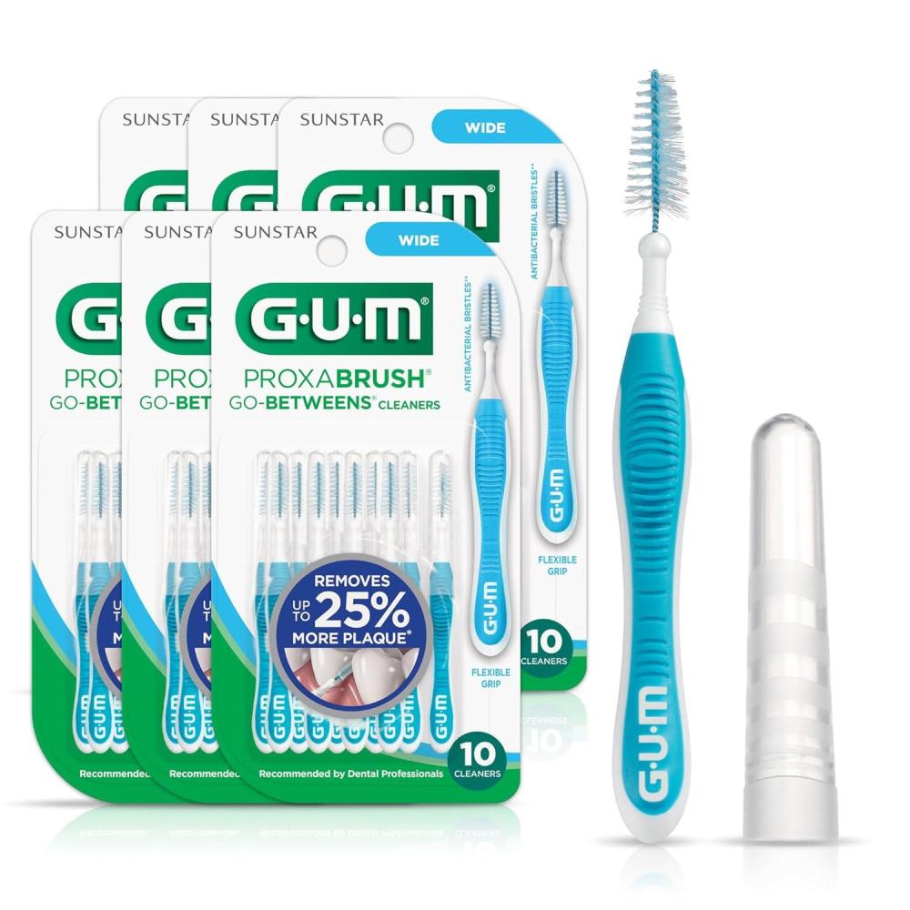 imageGUM Proxabrush GoBetweens  Wide  Interdental Brushes  Soft Bristled Dental Picks for Plaque Removal Health  Safe for Braces amp Dental Devices 15 CountBlue