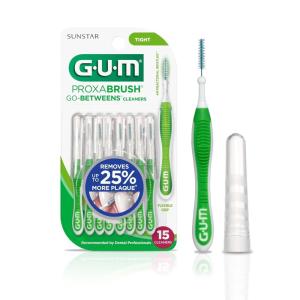 GUM Proxabrush Go-Betweens – Tight – Interdental Brushes – Soft Bristled Dental Picks for Plaque Removal Health – Safe for Braces & Dental Devices, 15 Count(15 Count (Pack of 1))