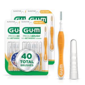 GUM Proxabrush Go-Betweens – Ultra Tight -Interdental Brushes – Soft Bristled Dental Picks for Plaque Removal Health – Safe for Braces & Dental Devices, 15 Count(10 Count (Pack of 4))