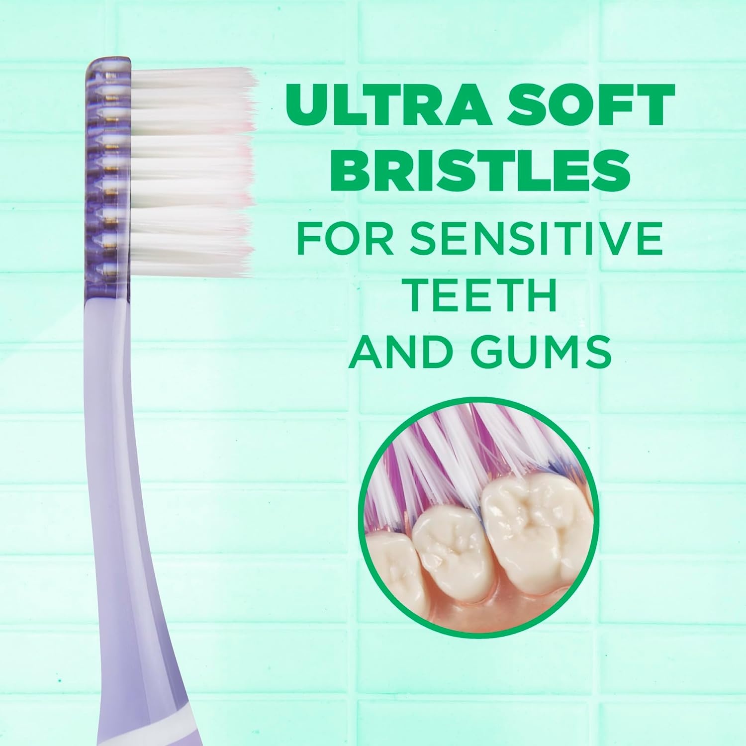 image:imageGUM Sensitive Clean Technique Toothbrush for Adults with UltraSoft UltraFine Tapered Bristles for Deeper Reach and Sensitive Compact Head 1 Count Pack of 6