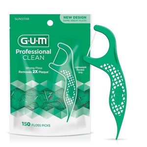 GUM Professional Clean Floss Picks – Extra Strong Shred-Resistant Floss, Easy Grip Handle – Dental Flossers for Adults – Fresh Mint Flavor, 300 Count(150 Foot (Pack of 1))