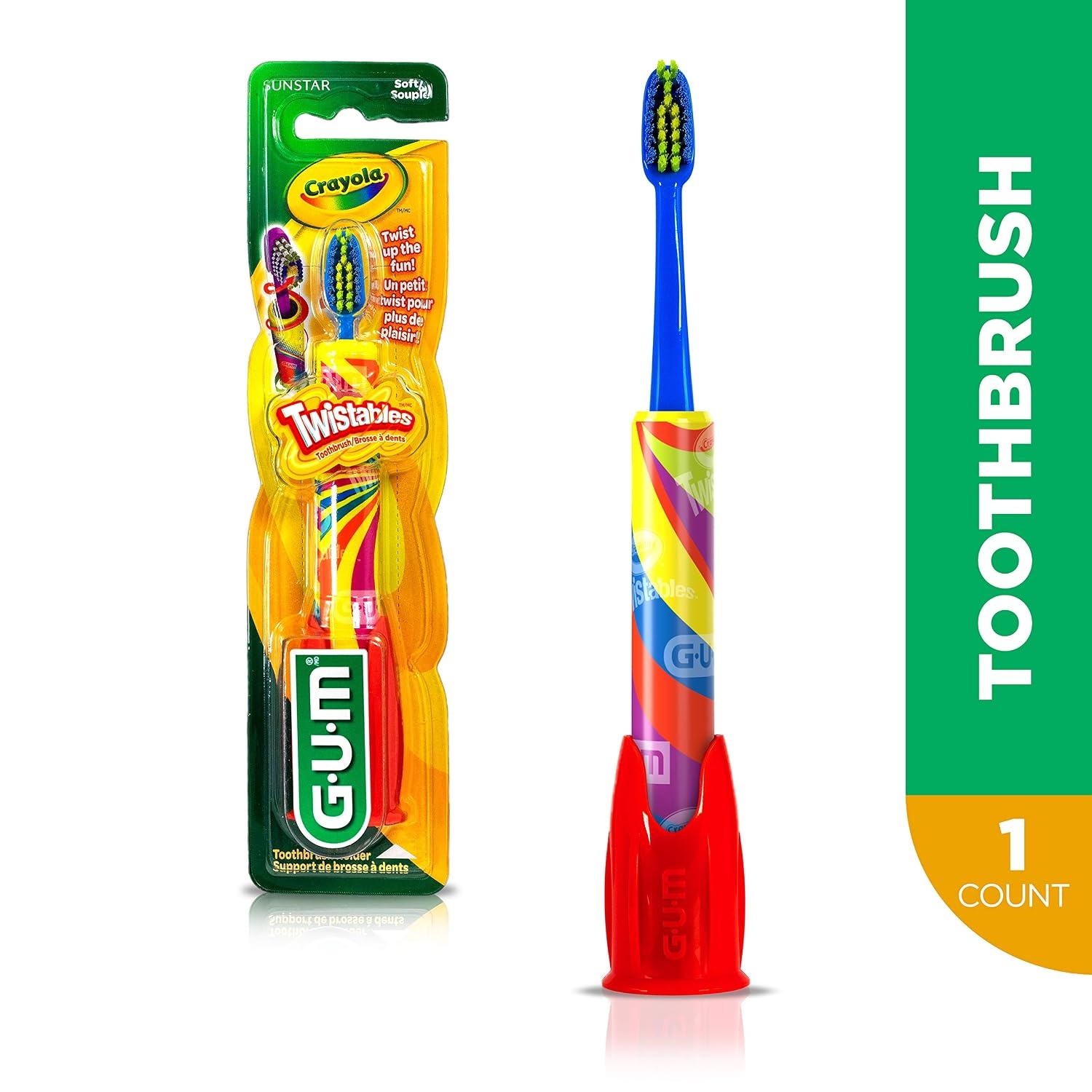 image:imageGUM Crayola Twistables Kids Toothbrush with Fun Twisting Head Soft Bristles Ages 3 Pack of 21 ct Pack of 2