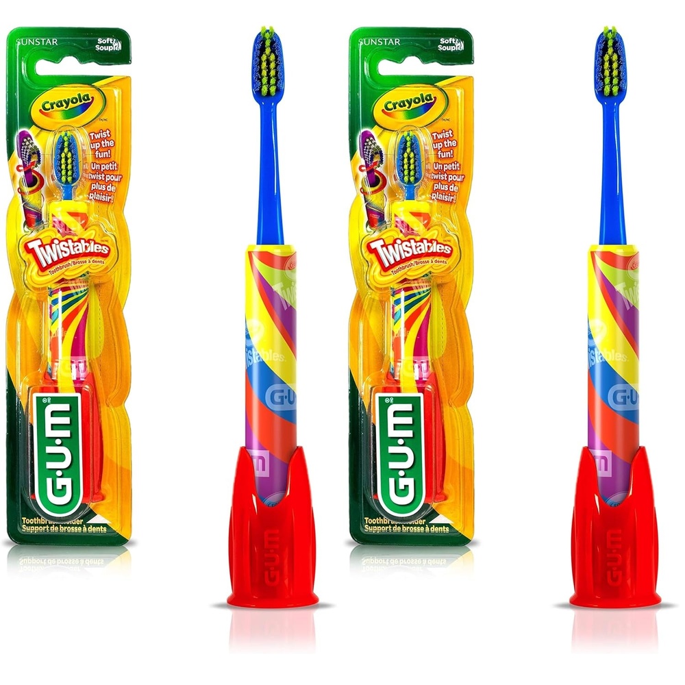 image:imageGUM Crayola Twistables Kids Toothbrush with Fun Twisting Head Soft Bristles Ages 3 Pack of 21 ct Pack of 2