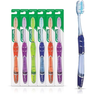 GUM Deep Clean Technique Soft Toothbrush, Full Head, 1 Count (6 Pack)